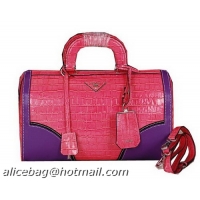 Prada Croco Leather Boston Bag BN8096 Pink