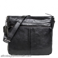 Prada Bright Leather Messenger Bag VA0959 Black