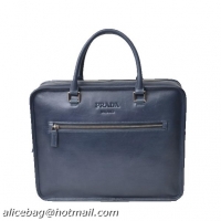 Prada Calfskin Leather Briefcase VA1052 Royal