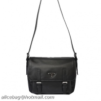 Prada Calf Leather Messenger Bag BT953L Black