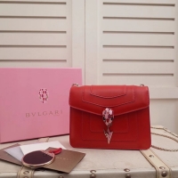 Top Grade BVLGARI Serpenti Forever Flap Cover leather bag 34559 red