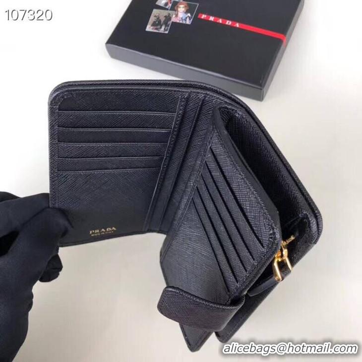 New Design Discount Prada Saffiano Leather Medium Wallet P8942 Black 