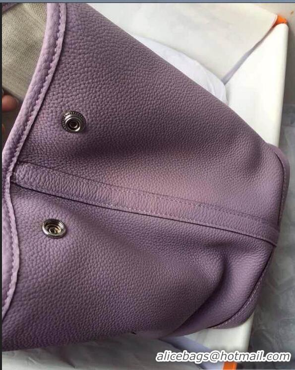 Shop Hermes Leather Garden Party Medium Bag H74001 Lavender
