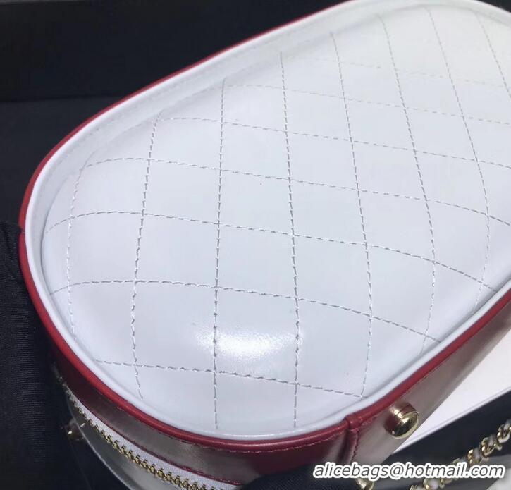 Fashion Chanel Crumpled Calfskin Mini Vanity Case Bag AS0199 White/Red 2019