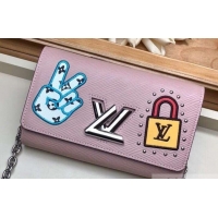 Discount Louis Vuitton LV Stories Epi Leather Twist Chain Wallet M63320 Pink