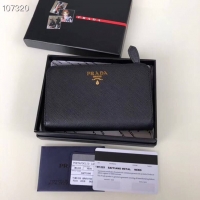 New Design Discount Prada Saffiano Leather Medium Wallet P8942 Black 