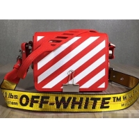 Hot Sale Off-White Saffiano Leather Diag Binder Clip Medium Bag OF40508 Red