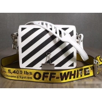 Discount Off-White Saffiano Leather Diag Binder Clip Medium Bag OF40508 White
