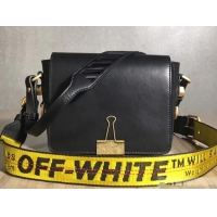 Promotional Off-White Smootch Calfskin Leather Diag Binder Clip Medium Bag OF40509 Black 