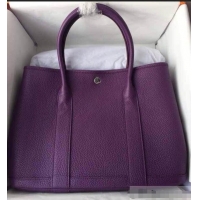 New Style Hermes Leather Garden Party Medium Bag H74001 Purple