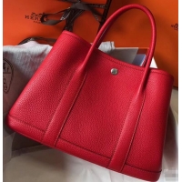 Well Crafted Hermes Calfskin Garden Party 30/36 Bag H12601 Red