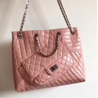 Luxury Chanel Crumpled Calfskin Patchwork Shopping Tote Bag 302901 Pink 2019