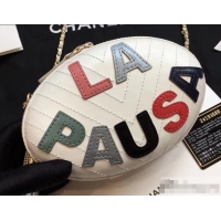 Perfect Chanel Chevron Embroidered La Pausa Evening Bag AS0204 White/Multicolor 2019