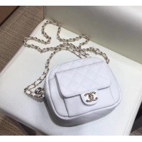 1:1 aaaaa Chanel Grained Calfskin CC Day Mini Camera Case Bag AS0005 White
