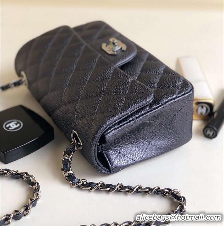 Classic Product Chanel Pearl Caviar Calfskin Small Classic Flap Bag A1116 Iron Gray