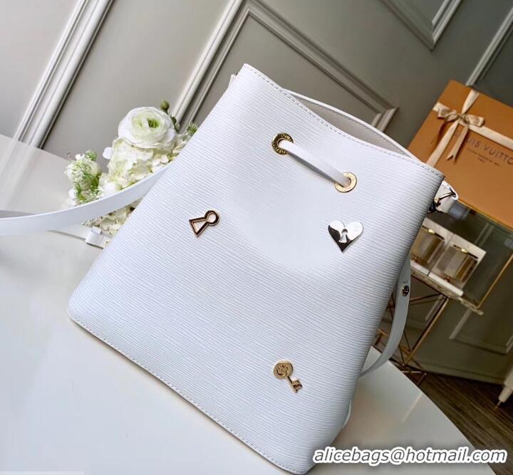 Popular Louis Vuitton Love Lock Epi Leather NeoNoe Bucket Bag M53238 White