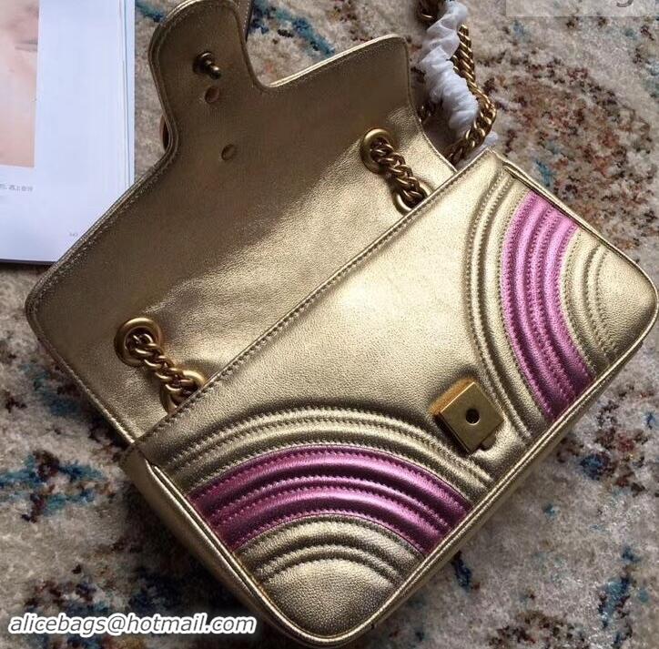 Discount Gucci GG Marmont Matelassé Chevron Shoulder Small Bag 443497 Metallic Gold 2019