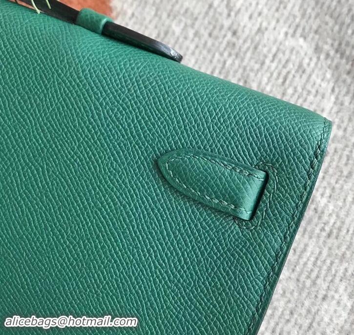 Discount Hermes Kelly Cut Handmade Epsom Leather Clutch Green With Silver Hardware H442101