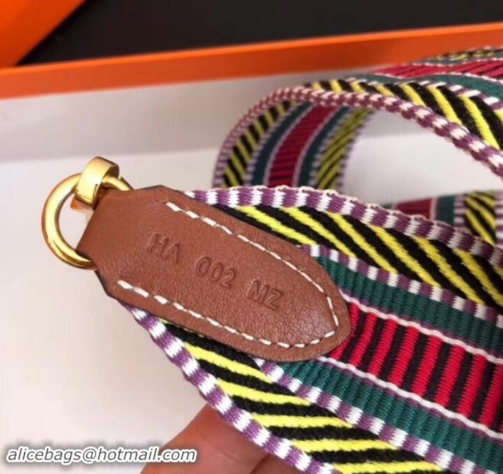 Grade Quality Hermes Stripes Wide Shoulder Strap with Gold Hardware H442110 Multicolor/Yellow/Red