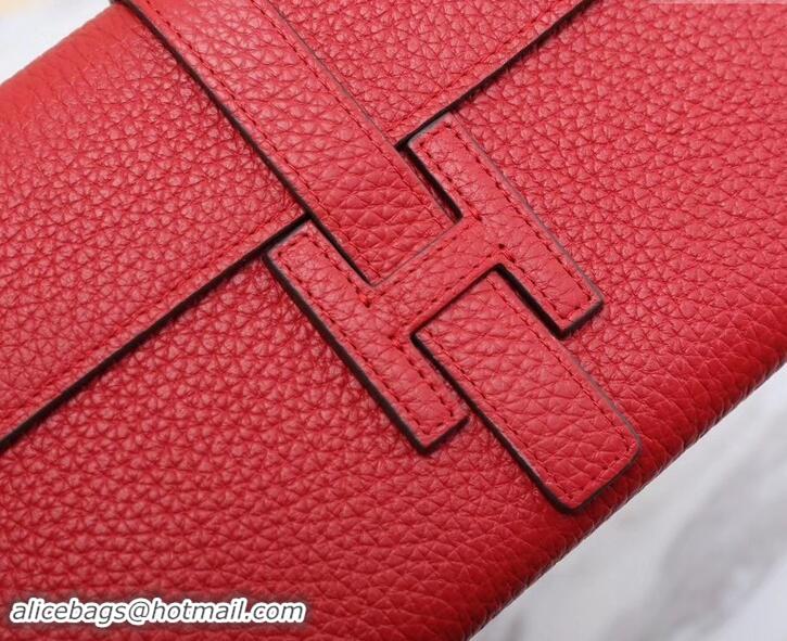 Discount Hermes Grained Calf Leather Elan 22 Clutch Bag H442114 Dark Red