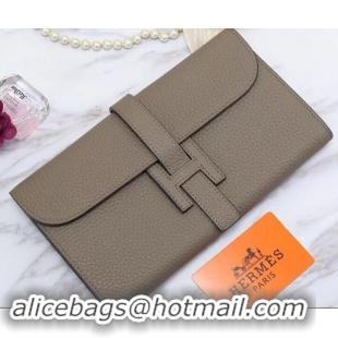 Most Popular Hermes Grained Calf Leather Elan 22 Clutch Bag H442114 Grey