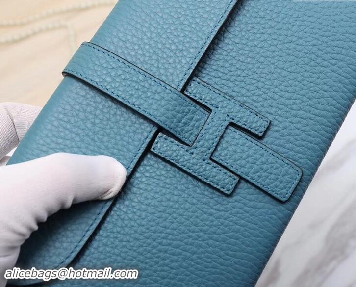 Top Design Hermes Grained Calf Leather Elan 22 Clutch Bag H442114 Blue