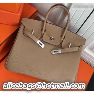 Grade Design Hermes Birkin 25cm Bag Apricot in Togo Leather With Silver Hardware 423012