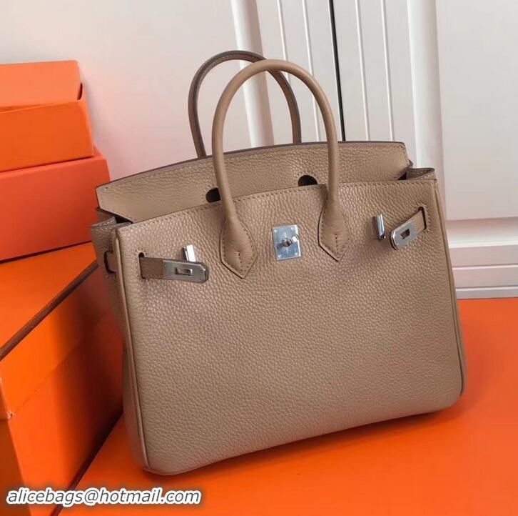 Grade Design Hermes Birkin 25cm Bag Apricot in Togo Leather With Silver Hardware 423012
