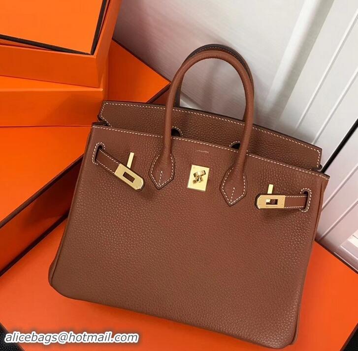 Good Product Hermes Birkin 25cm Bag Brown in Togo Leather With Gold Hardware 423012
