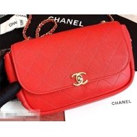Classic Hot Chanel Casual Trip Messenger Flap Bag 40061 Red 2019