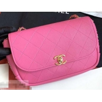 Charming Chanel Casual Trip Messenger Flap Bag 40061 Dark Pink 2019