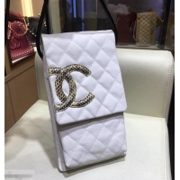 Stylish Chanel CC Logo Clutch with Strap Phone Bag 400061 White 2019