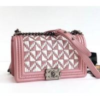 Luxury Chanel Braided Medium Boy Flap Bag AS0323 Pink 2019