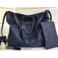 Discount Chanel Quilted Hobo Bag 401101 Navy Blue