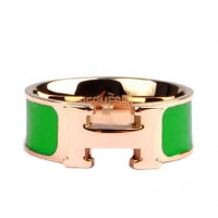 Lowest Price Hermes Enamel Clic H Rings HR1256 Green Gold