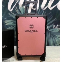 Crafted Chanel Logo Trolley Travel Luggage Bag C412021 Pink