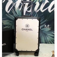 Pretty Style Chanel Logo Trolley Travel Luggage Bag C412021 White