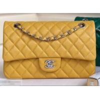 Popular Style Chanel Pearl Caviar Calfskin Medium Classic Flap Bag A1112 Yellow 