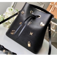 New Fashion Louis Vuitton Love Lock Epi Leather NeoNoe Bucket Bag M53237 Black