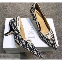 Hot Sell Dior Heel 6.5cm J'Adior And Double Ribbon Pumps In Obliuqe Jacquard Canvas D22202 Black 2019