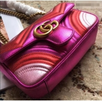 Perfect Gucci GG Marmont Matelassé Chevron Shoulder Mini Bag 446744 Metallic Fuchsia 2019