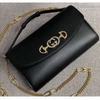 Popular Style Gucci Zumi Smooth Leather Small Shoulder Bag 572375 Black 2019
