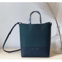 Duplicate Celine Small Cabas Shopping Bag in Grained Calfskin 189813  Green/Navy Blue 2019