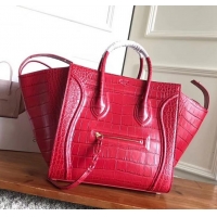 Luxury Classic celine crocodile pattern phantom luggage 419022 red