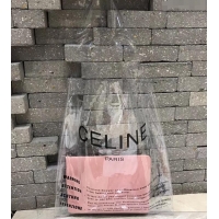 Luxury Celine Clutch Pouch Bag Pink and PVC Transparent Plastic Shopping Bag 419028
