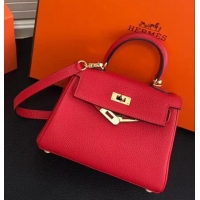 Famous Faux Hermes Kelly Mini 20 Handbag 420011 Bright Red