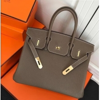Best Imitation Hermes Birkin 30 Bag In Leather with Gold/Silver Hardware 420015 Dark Grey