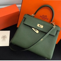 Discount Hermes Kelly 28CM Bag in Togo Leather With Gold Hardware 420018 Green Army