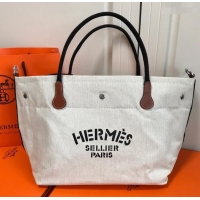 New Stylish Hermes Vintage Cavalier Canvas Tote H442108 White
