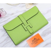 Popular Style Hermes Grained Calf Leather Elan 22 Clutch Bag H442114 Neon Green